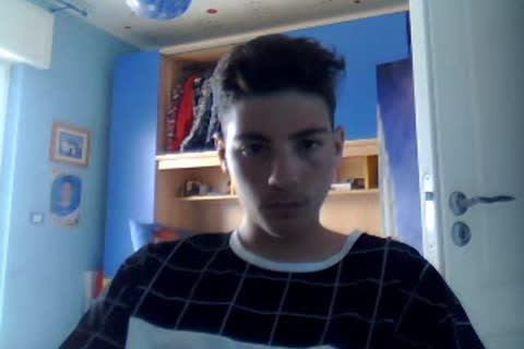 Italian lusty twink Cums On webcam, cute sleazy pooper