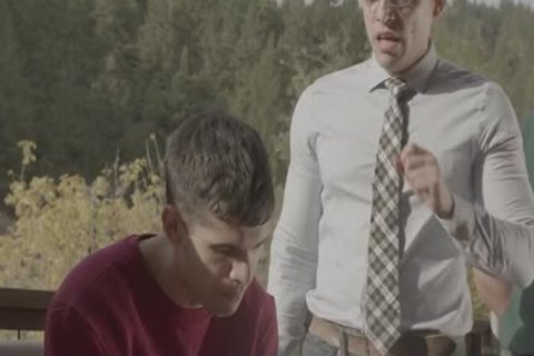 Cumshot outdoors together with jock