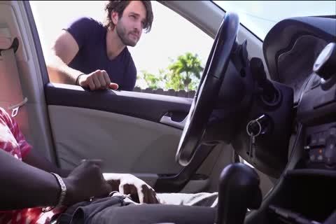 black man In The Car Masturbates whilst Talking To A Stranger