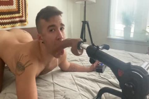 FTM Fag slam Machine Deepthroat Training, Creaming On slam Machine