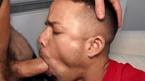 Str8Chaser.com: Inked Nic Sahara blowjob cum indoors