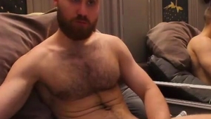 naughty Bearded dude Strokes His dick
