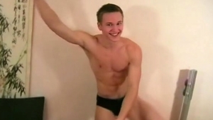 lad Has Rock-hard Abs And Jerks Rock-hard wang