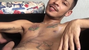 BarebackLatinoz: Solo latin Juan butt pounded on sofa