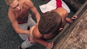 Two Baseball teens hammering Each Other