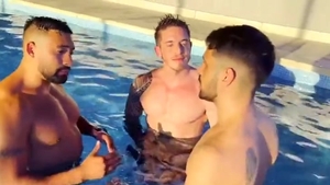 Muscle latino hunk enjoying big cock daddy