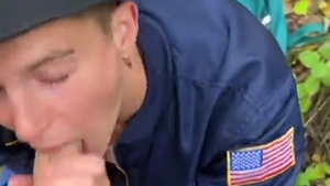 Caught A Forester jerking off, nailed A teen Hard And Finished All Over Him