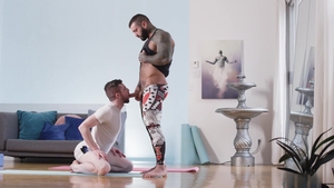 masqulin: Man on Man Stretching After Yoga